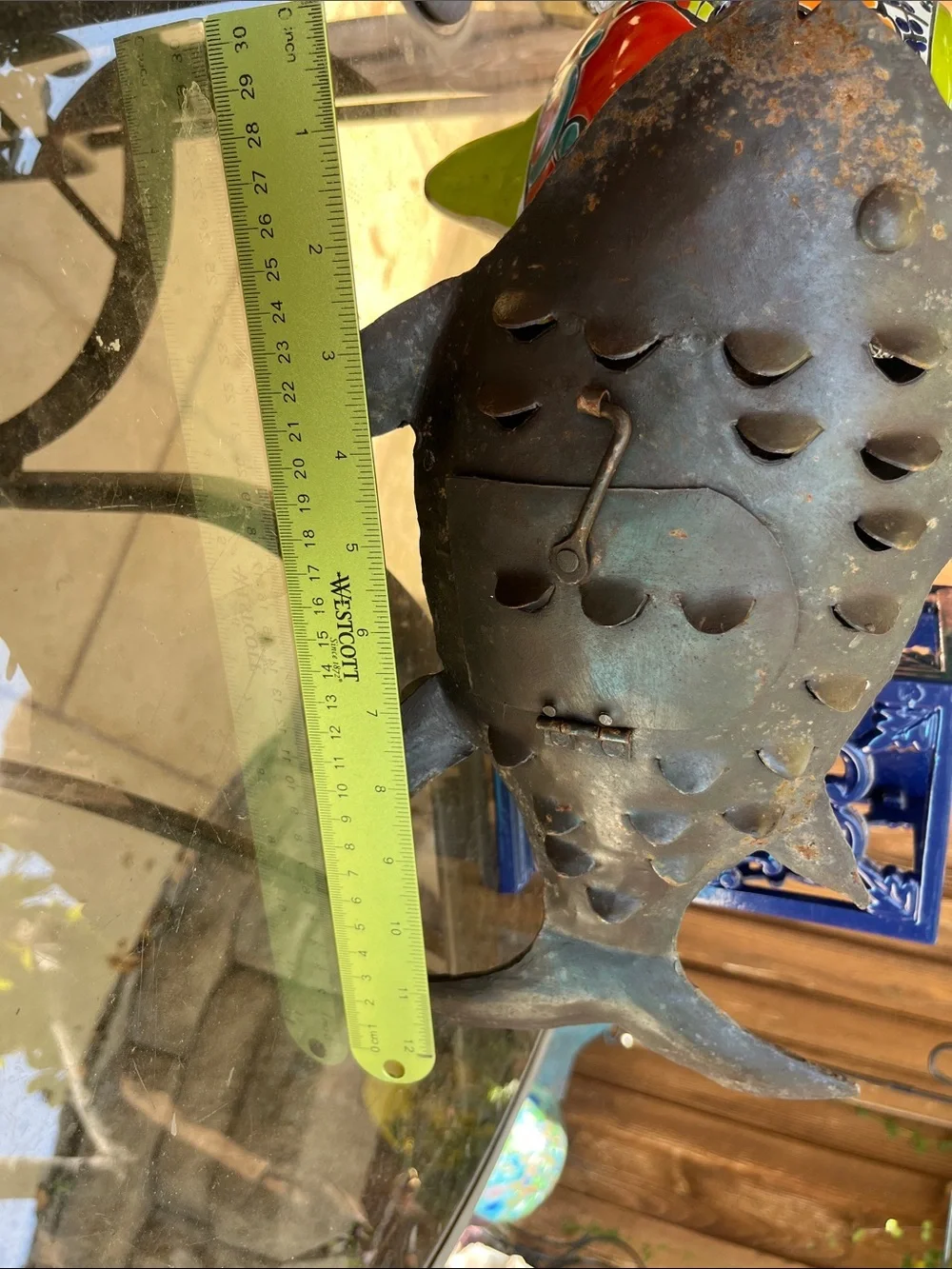 Vintage Pier 1, Rustic Metal Fish Votive/Fairy Lights Holder.  Tabletop/Hanging.